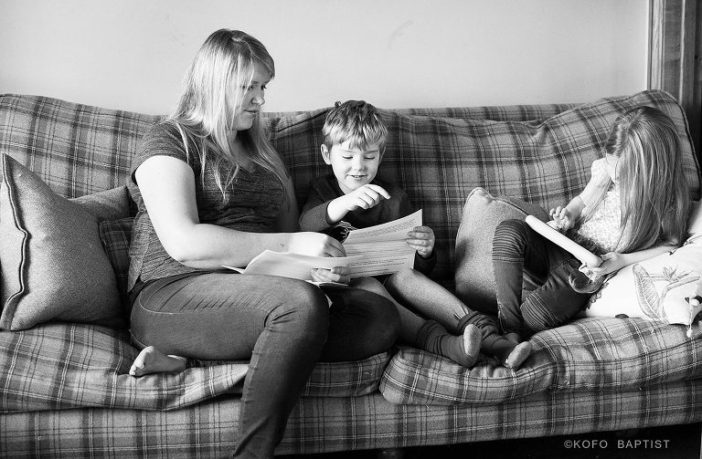 Mummy and son at home