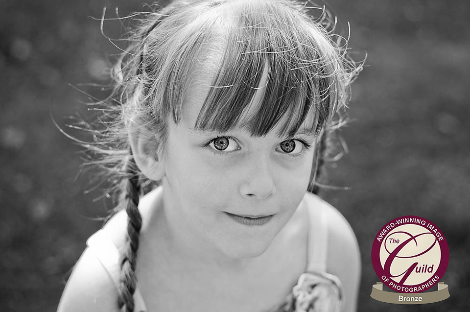 Black and white portrait of young child