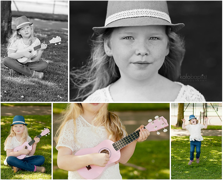 Brentwood Child Photographer. Photos of a Girl and Her Ukulele